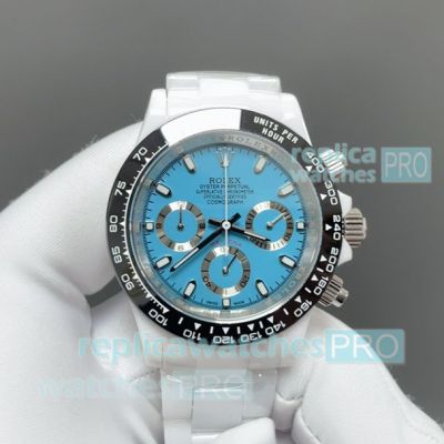 High-Quality Copy Rolex Daytona White Ceramic Quartz Chronograph Watch With Tiffany Blue Dial 